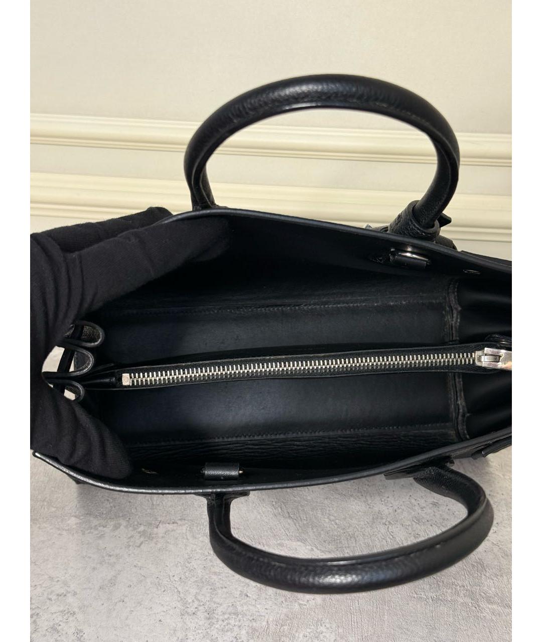 SAINT LAURENT Черная кожаная сумка с короткими ручками, фото 7