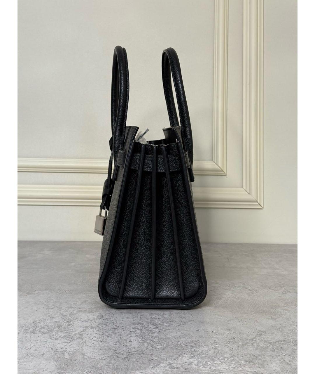 SAINT LAURENT Черная кожаная сумка с короткими ручками, фото 3