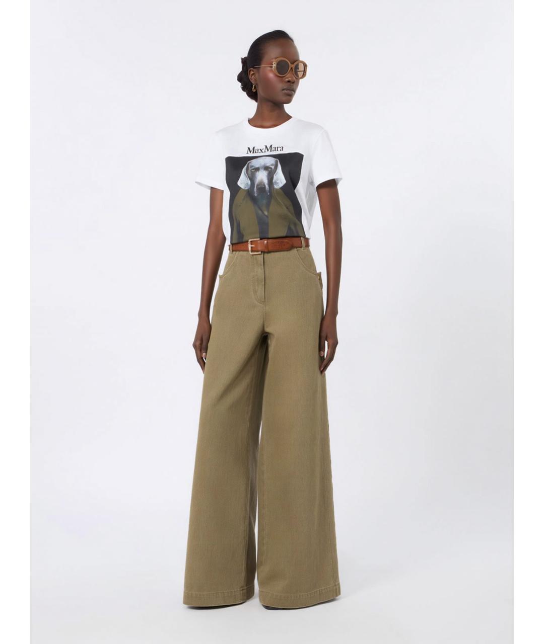 MAX MARA Белая хлопковая футболка, фото 2