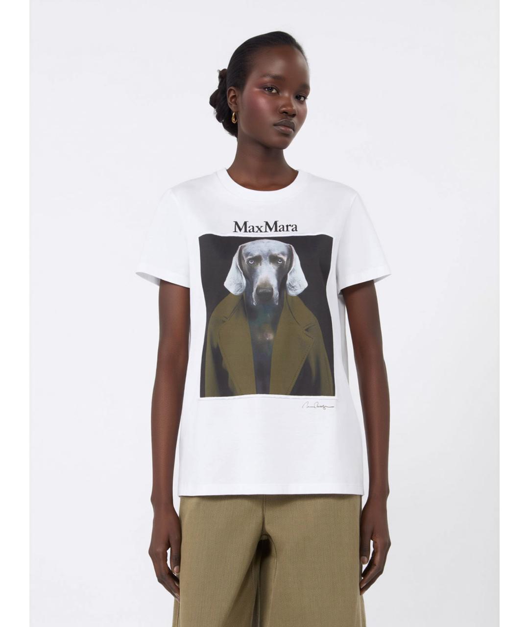 MAX MARA Белая хлопковая футболка, фото 3
