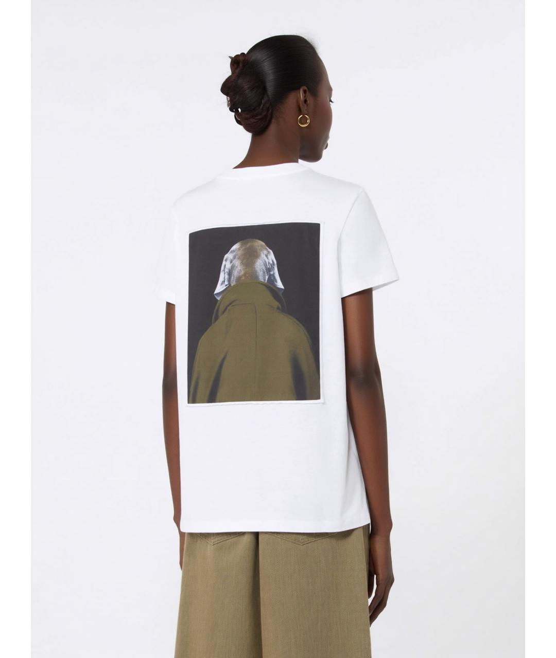 MAX MARA Белая хлопковая футболка, фото 4