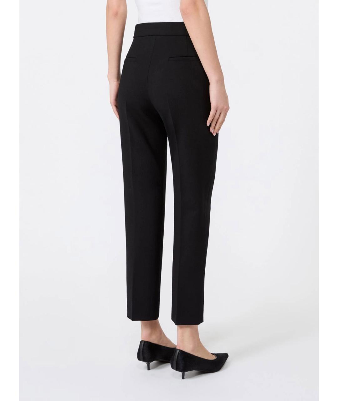 MAX MARA Черные шерстяные прямые брюки, фото 4