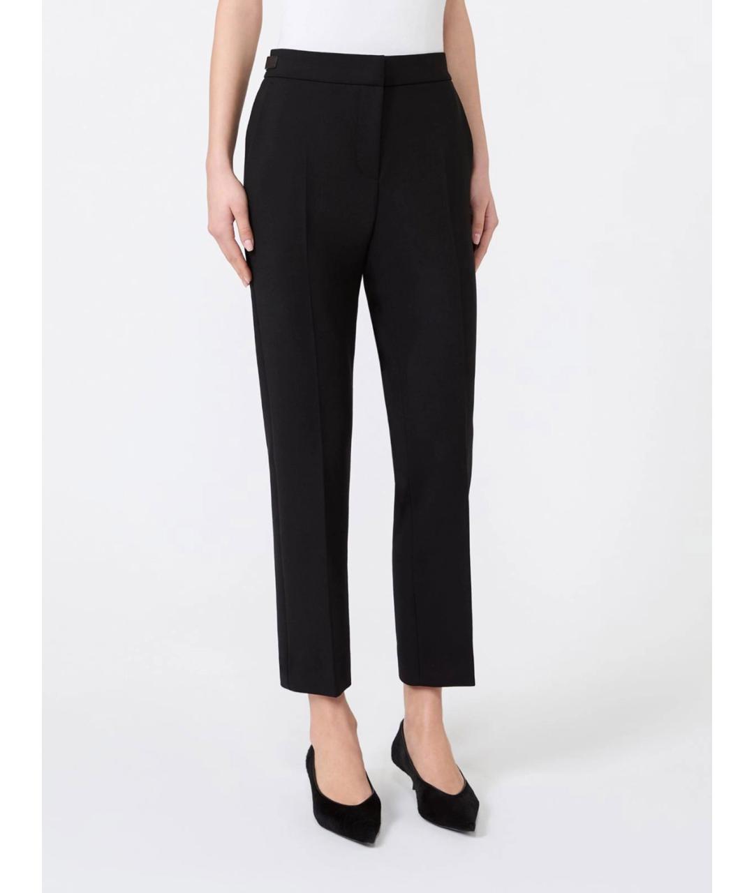 MAX MARA Черные шерстяные прямые брюки, фото 3