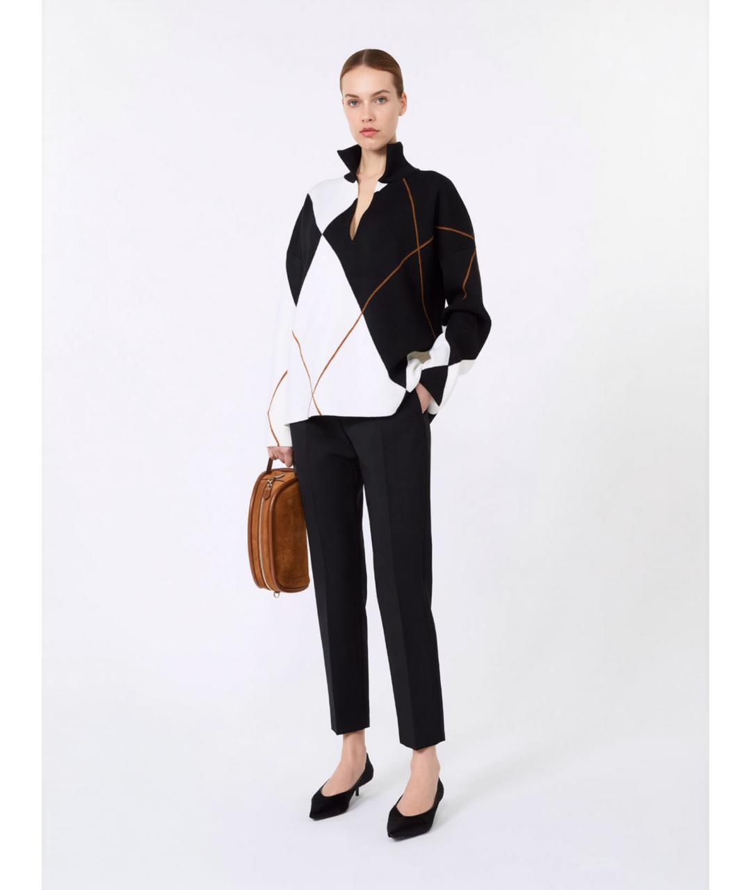 MAX MARA Черные шерстяные прямые брюки, фото 2