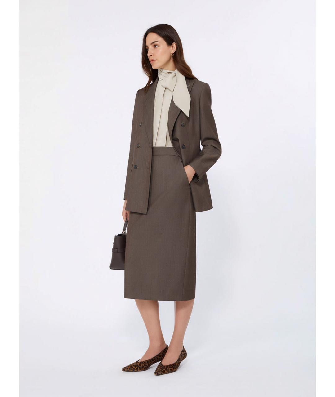 MAX MARA Коричневый шерстяной жакет/пиджак, фото 2