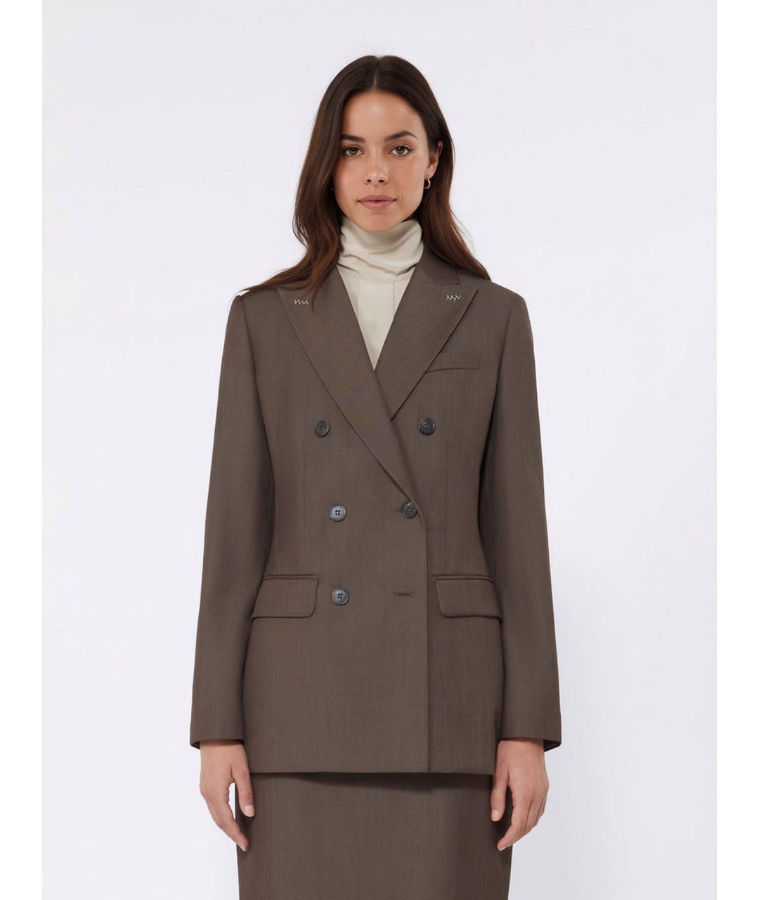 MAX MARA Коричневый шерстяной жакет/пиджак, фото 3