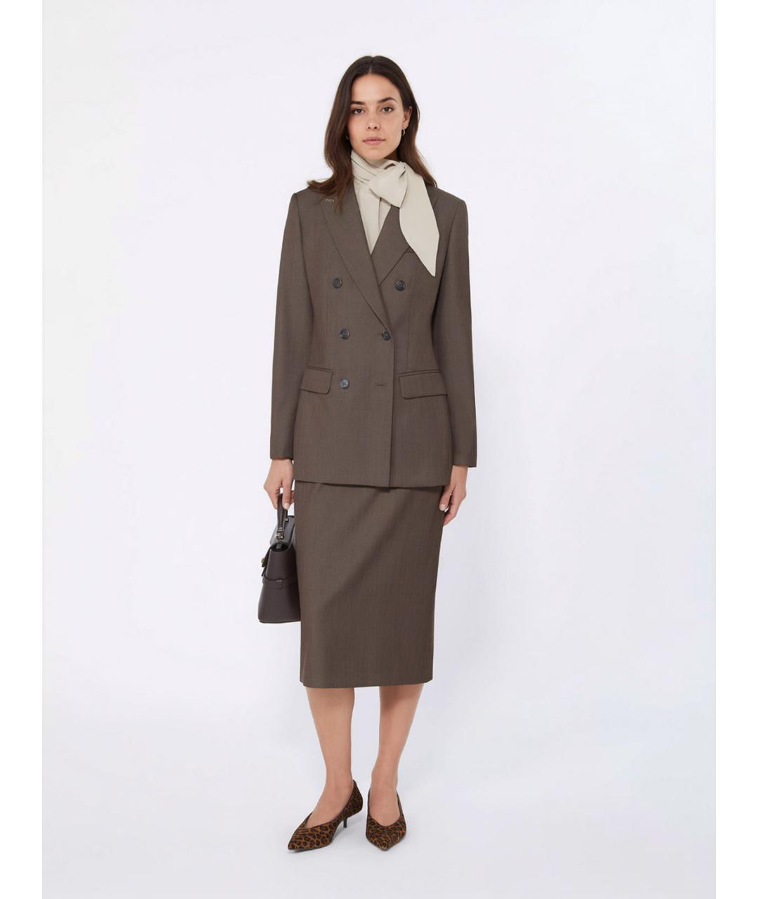 MAX MARA Коричневый шерстяной жакет/пиджак, фото 5