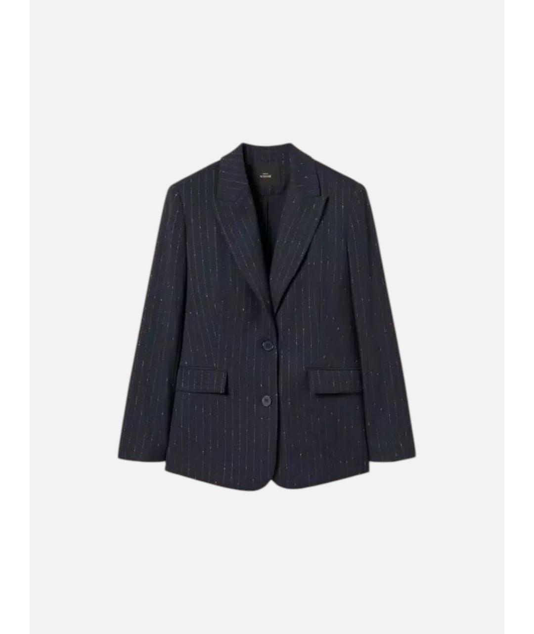 TWIN-SET Темно-синий вискозный жакет/пиджак, фото 1