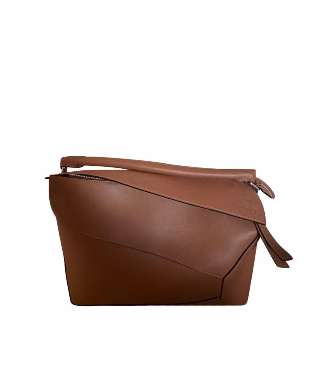 LOEWE Коричневая кожаная сумка с короткими ручками, фото 1