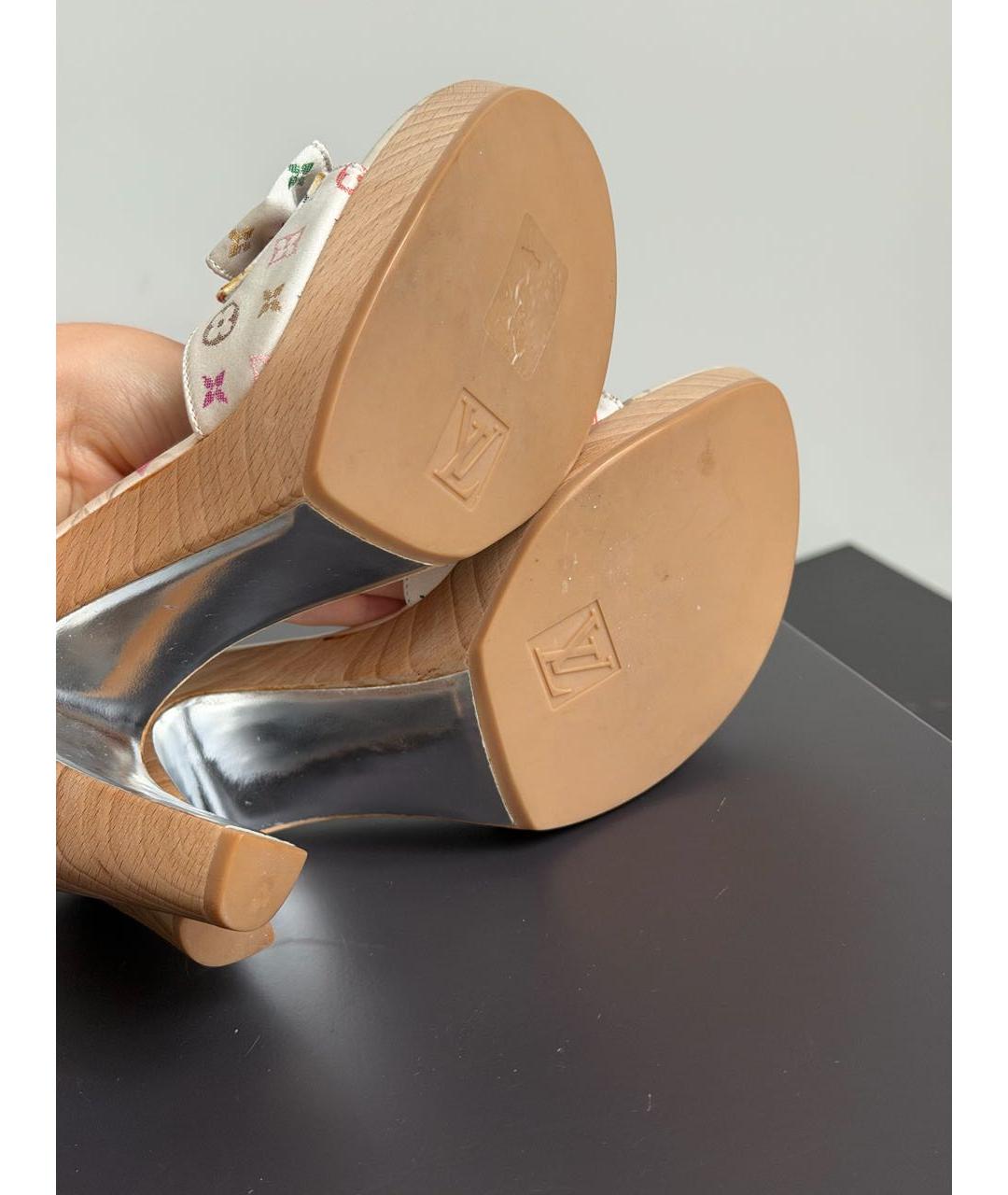 LOUIS VUITTON Белые текстильные мюли, фото 4
