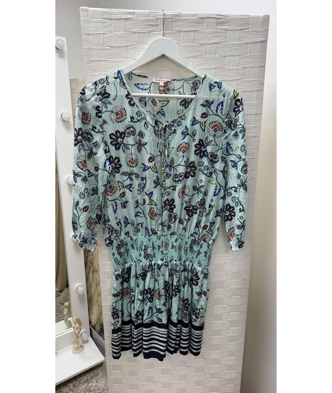 JUICY COUTURE Голубое хлопковое повседневное платье, фото 6