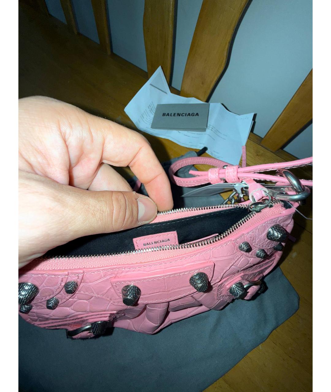 BALENCIAGA Розовая сумка через плечо из лакированной кожи, фото 4