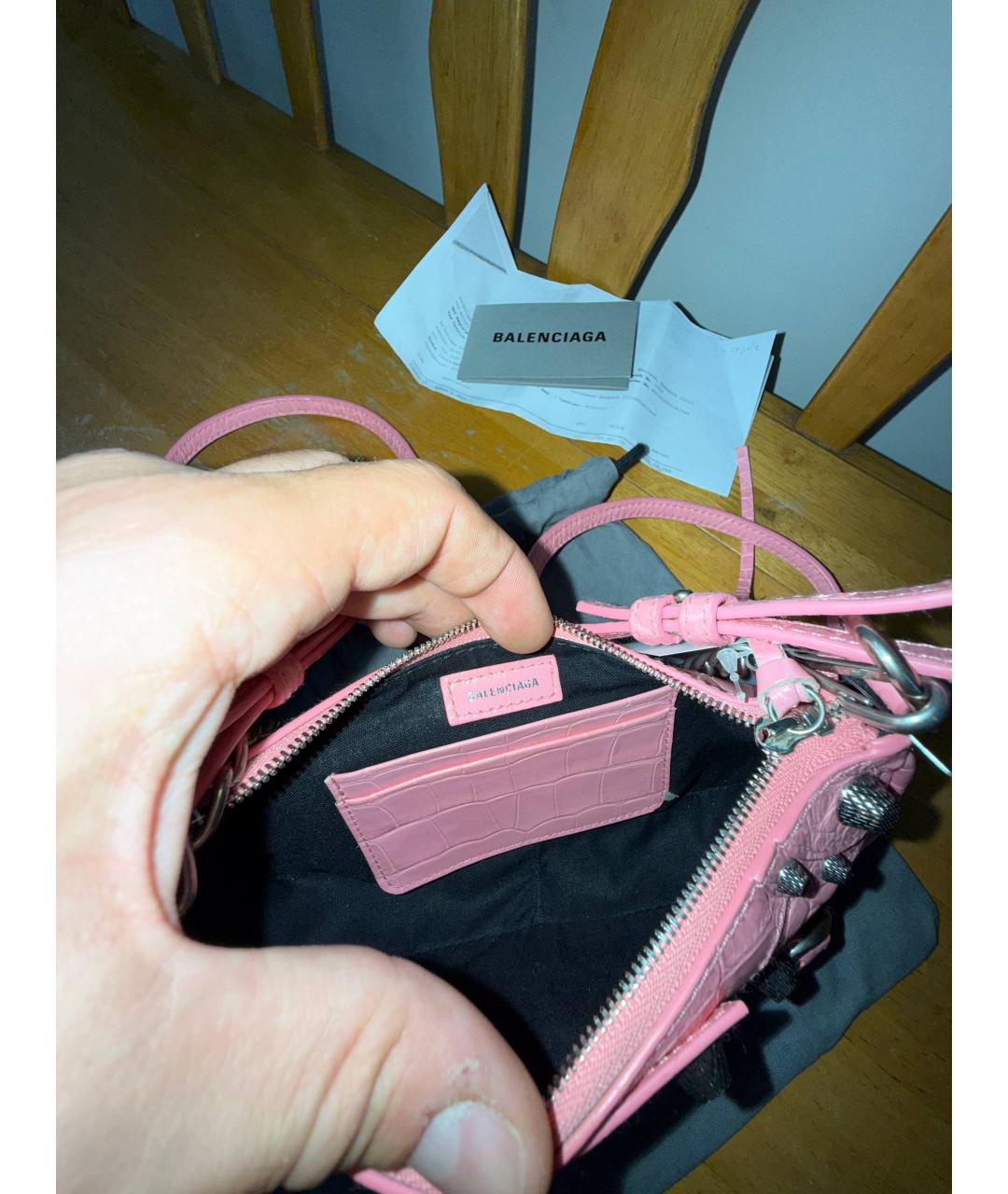 BALENCIAGA Розовая сумка через плечо из лакированной кожи, фото 5