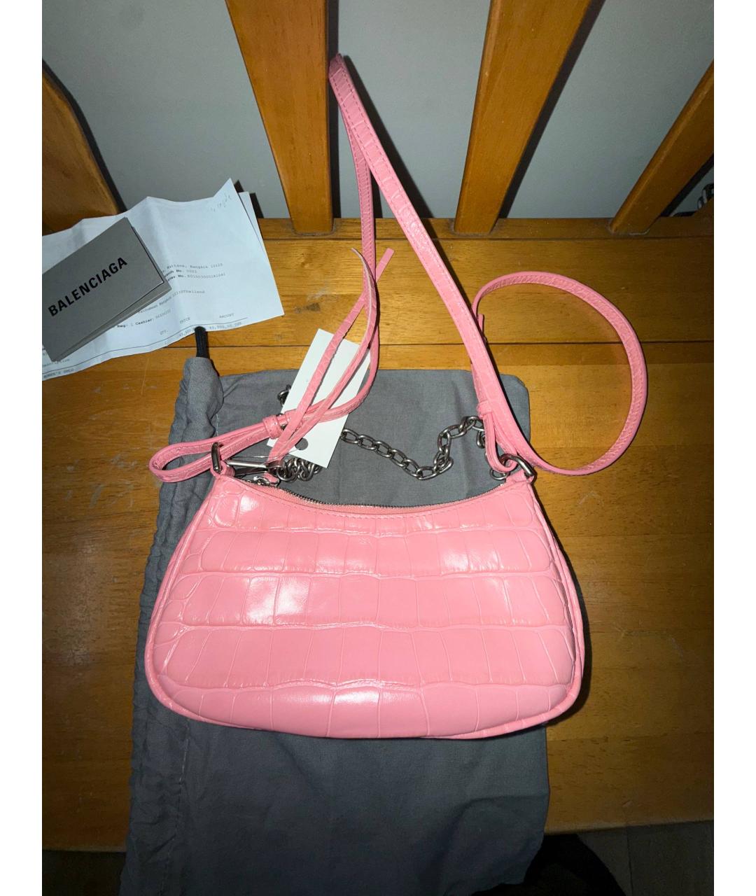 BALENCIAGA Розовая сумка через плечо из лакированной кожи, фото 6