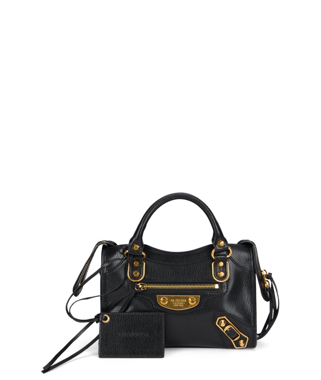 BALENCIAGA Черная кожаная сумка с короткими ручками, фото 1