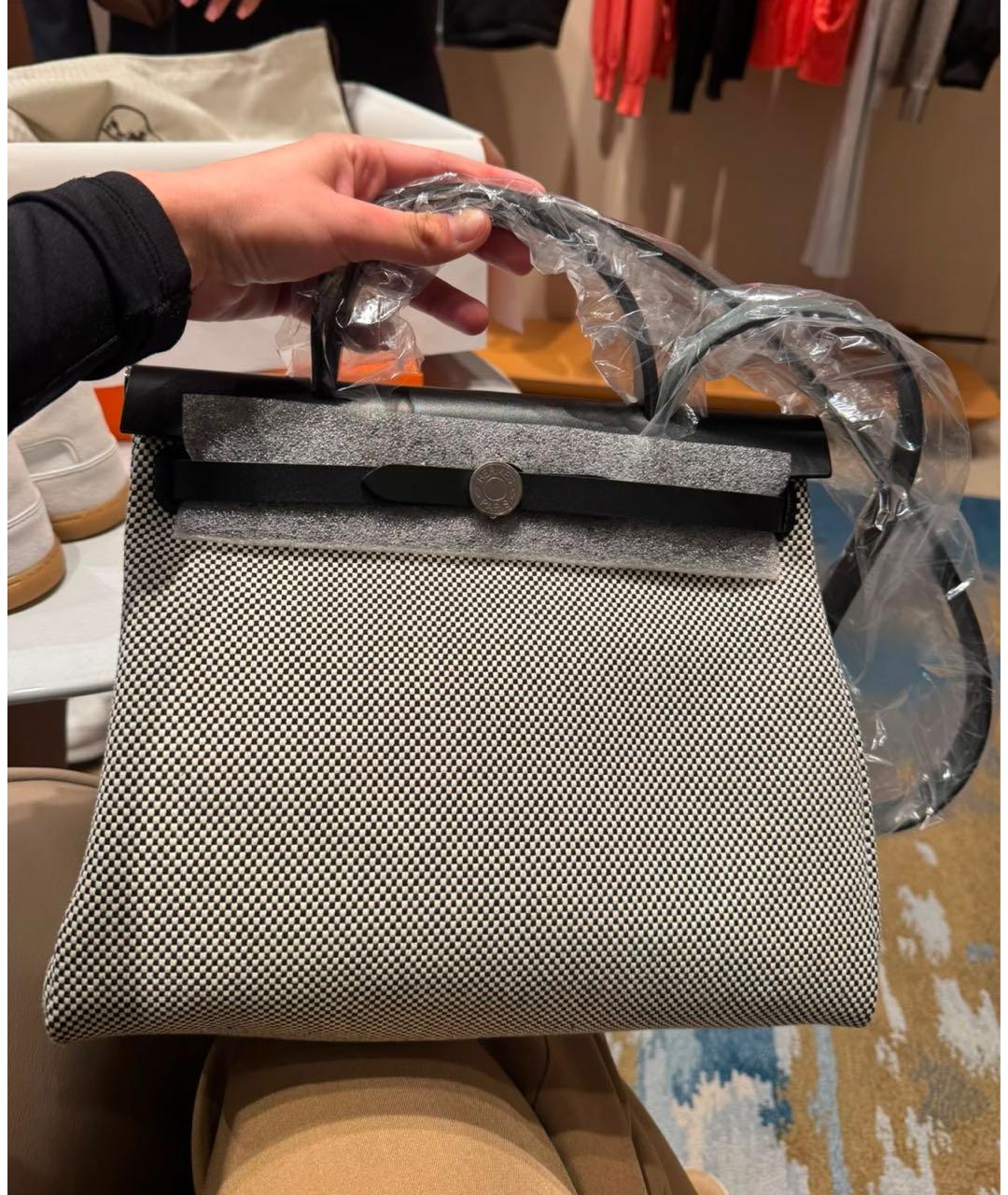 HERMES Серая канва сумка через плечо, фото 4