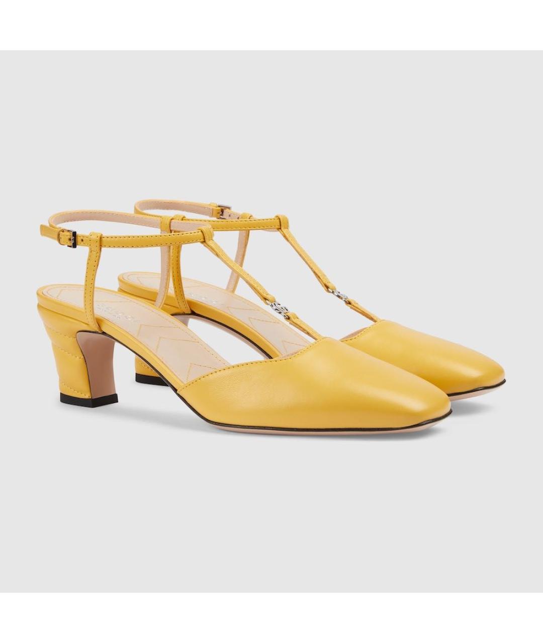 GUCCI Желтые кожаные туфли, фото 6