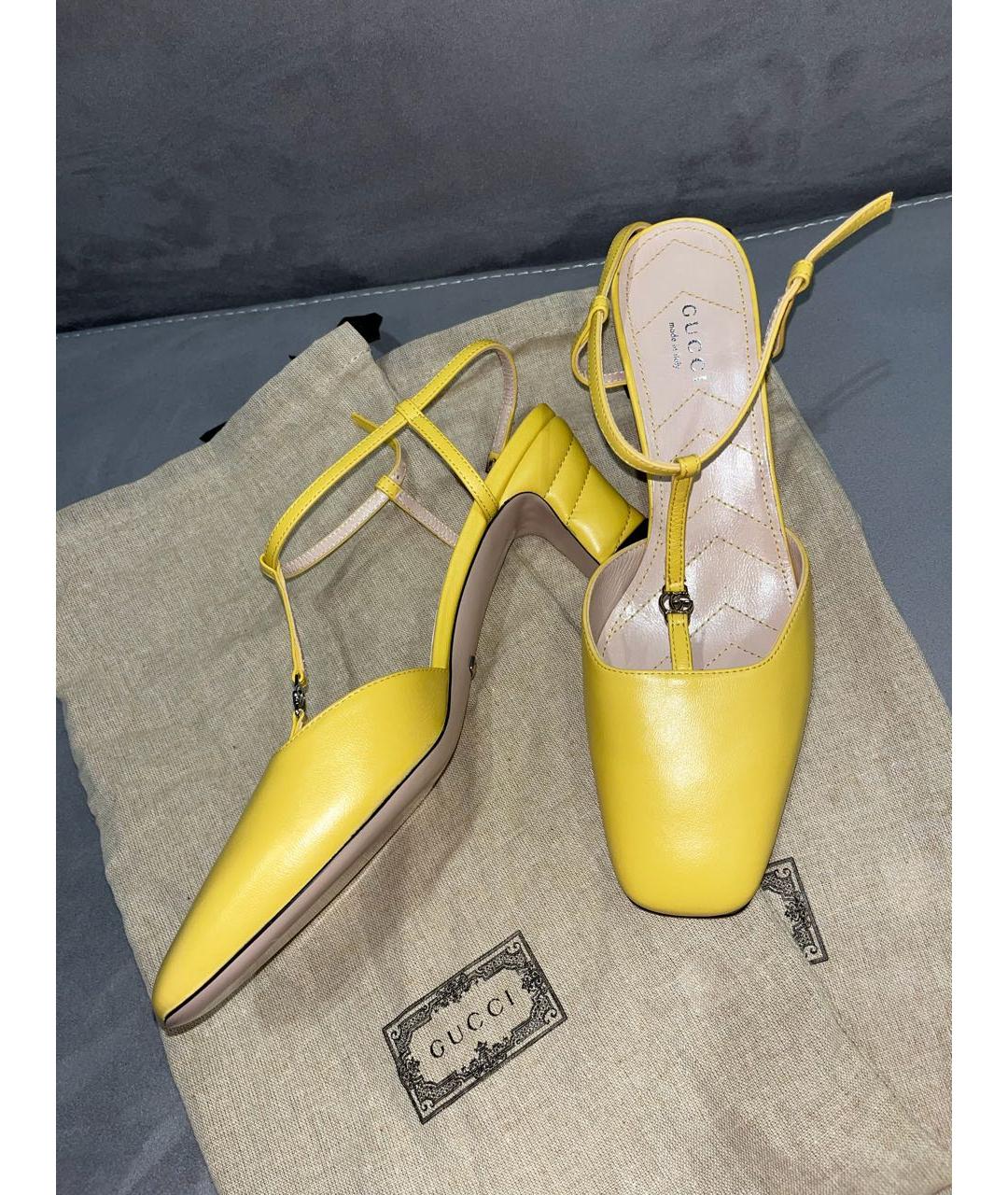 GUCCI Желтые кожаные туфли, фото 3