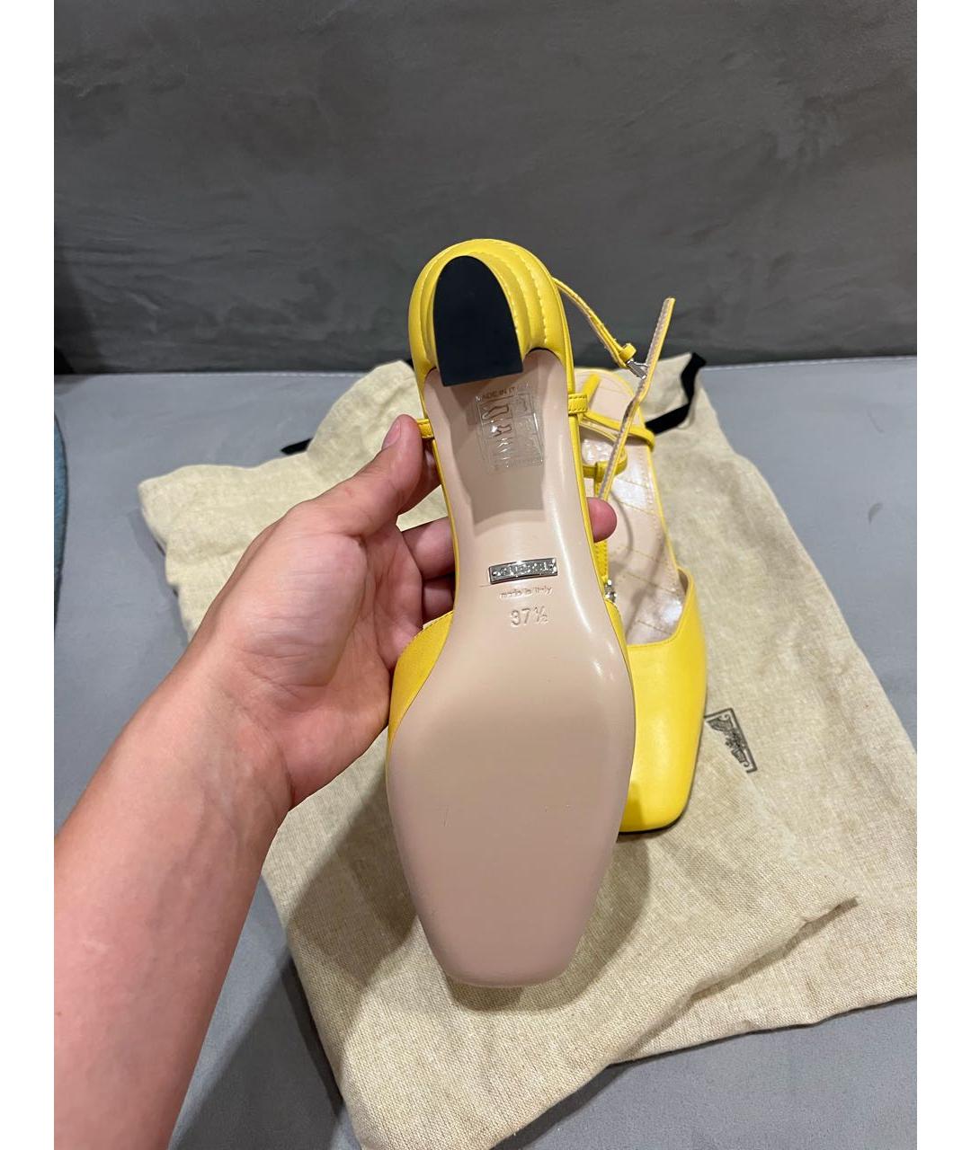 GUCCI Желтые кожаные туфли, фото 4