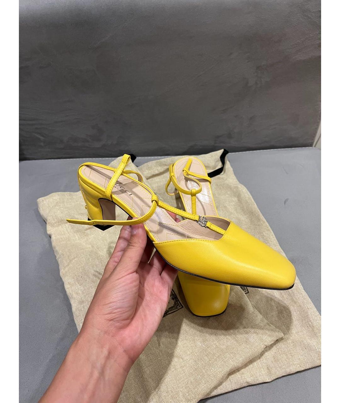 GUCCI Желтые кожаные туфли, фото 5