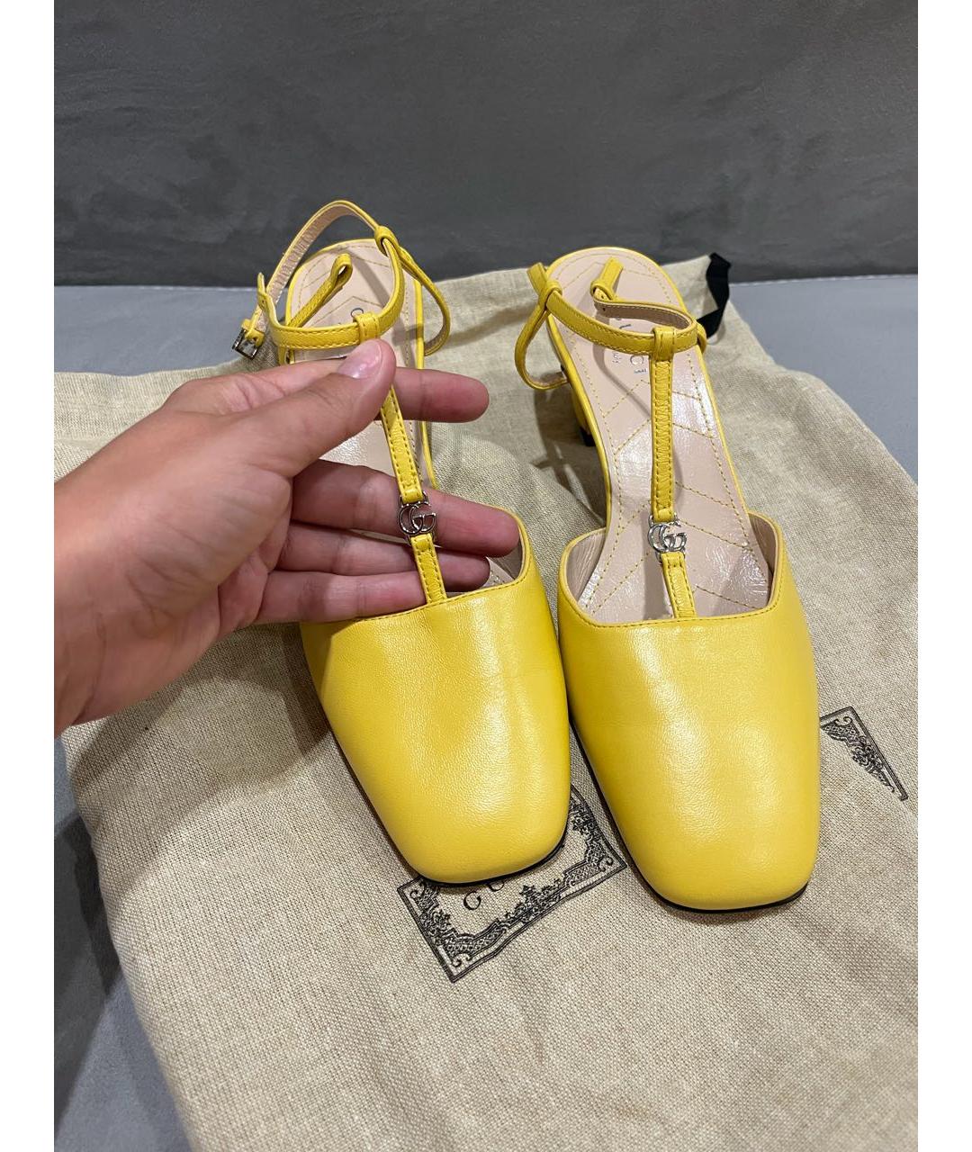 GUCCI Желтые кожаные туфли, фото 2
