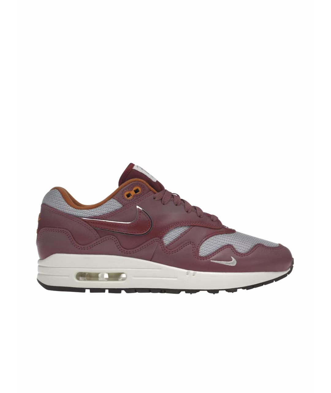 NIKE Бордовые кожаные низкие кроссовки / кеды, фото 1