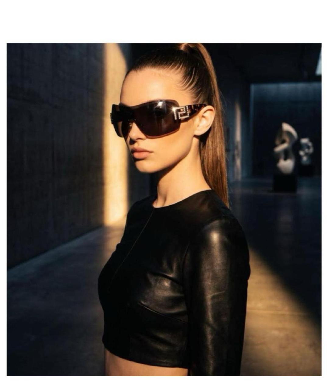 VERSACE Коричневые металлические солнцезащитные очки, фото 4
