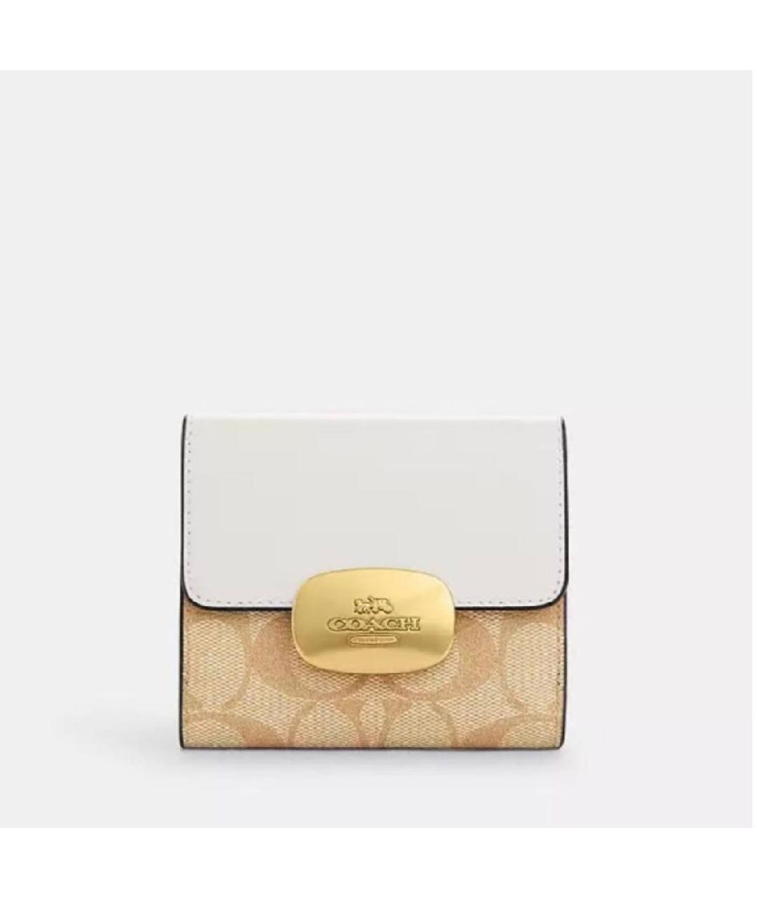 COACH Бежевый кожаный кошелек, фото 10