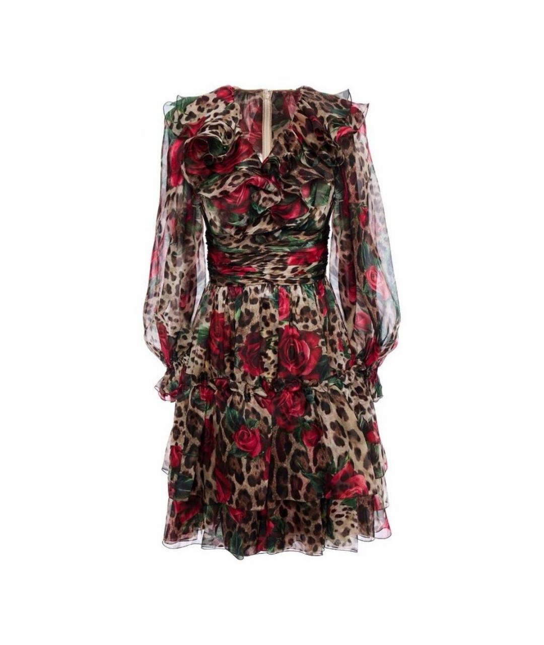 DOLCE&GABBANA Мульти шелковое коктейльное платье, фото 6