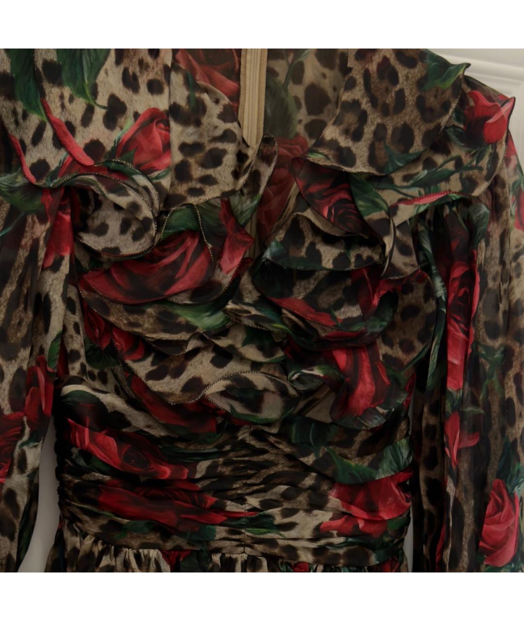 DOLCE&GABBANA Мульти шелковое коктейльное платье, фото 4