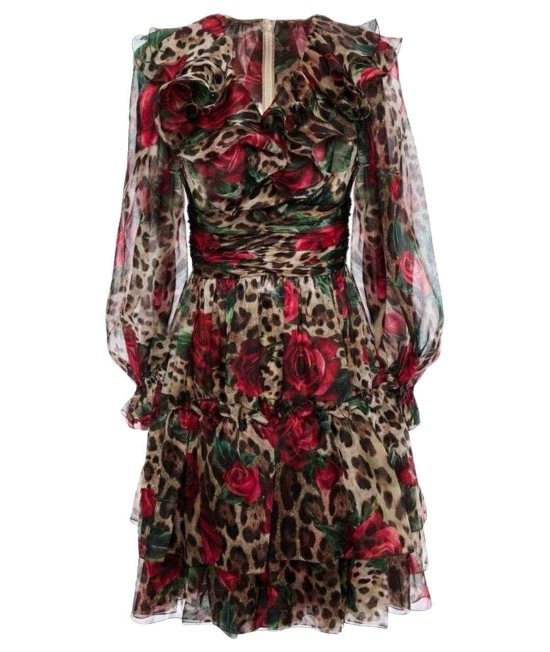 DOLCE&GABBANA Мульти шелковое коктейльное платье, фото 1