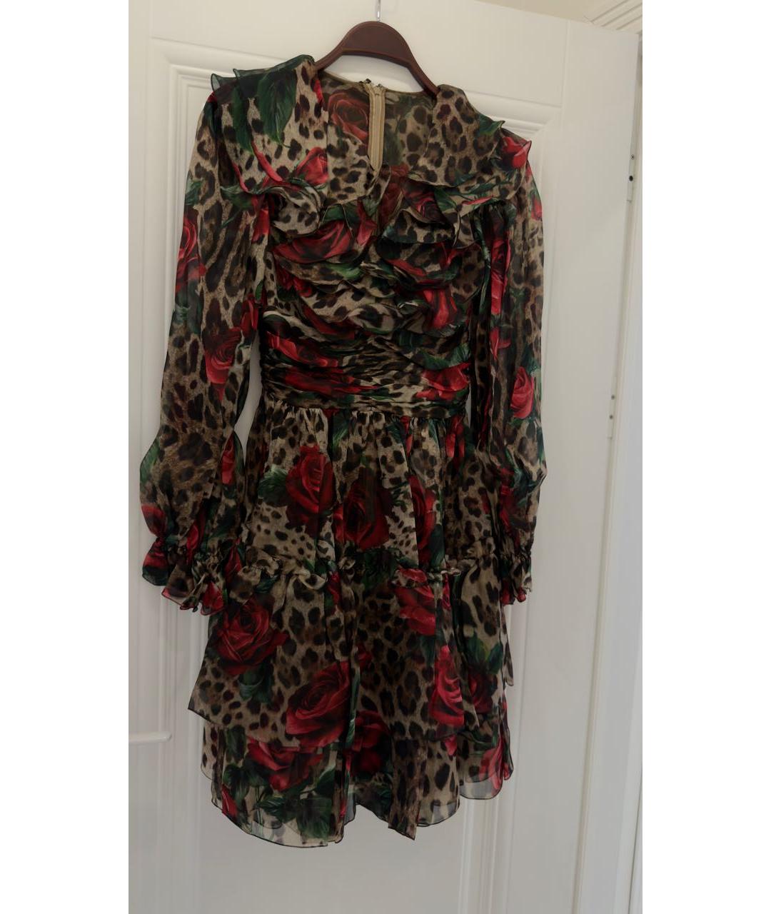 DOLCE&GABBANA Мульти шелковое коктейльное платье, фото 5