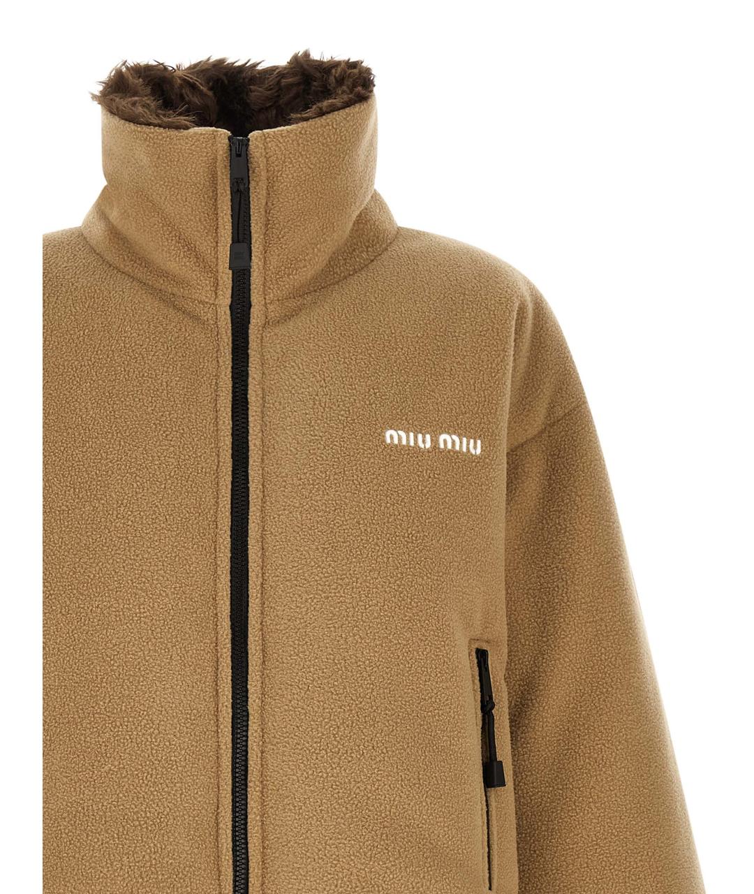 MIU MIU Бежевая полиэстеровая куртка, фото 3