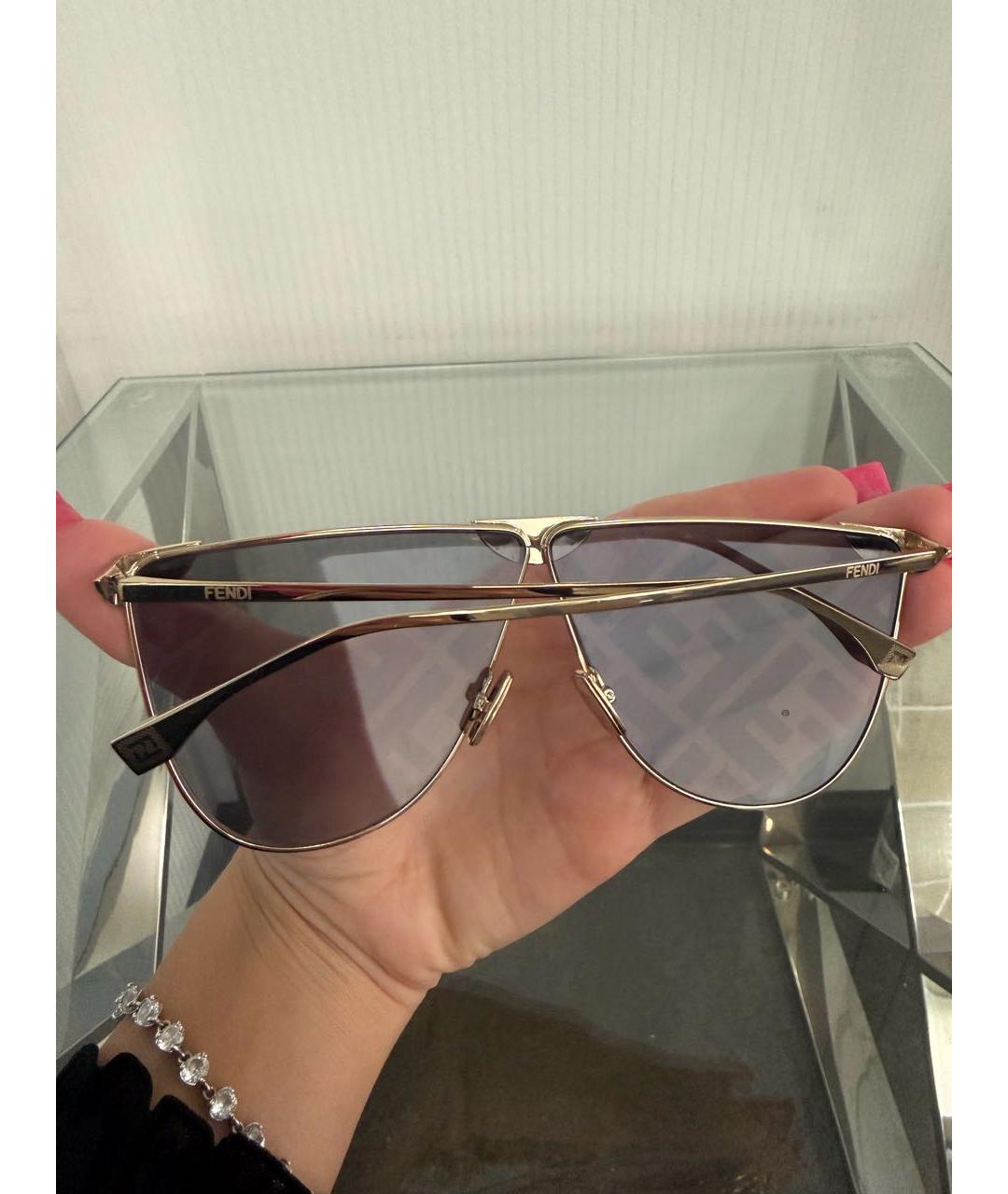 FENDI Коричневые металлические солнцезащитные очки, фото 6