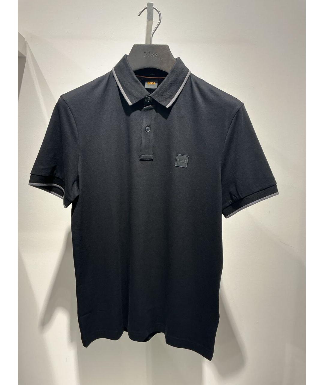 HUGO BOSS Черное хлопко-эластановое поло с коротким рукавом, фото 4