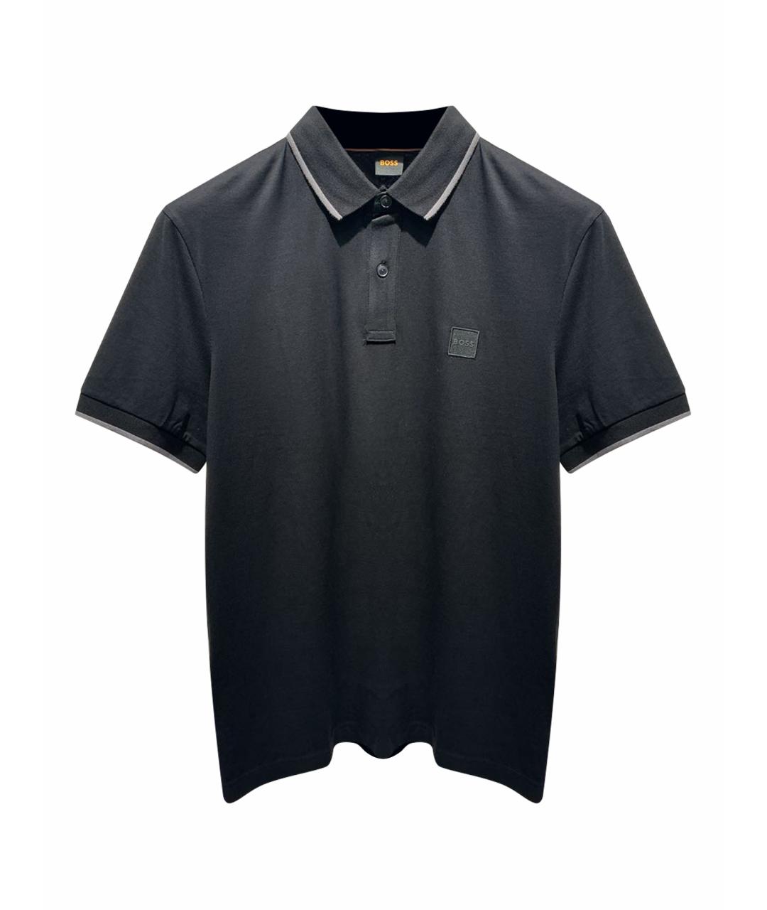 HUGO BOSS Черное хлопко-эластановое поло с коротким рукавом, фото 1