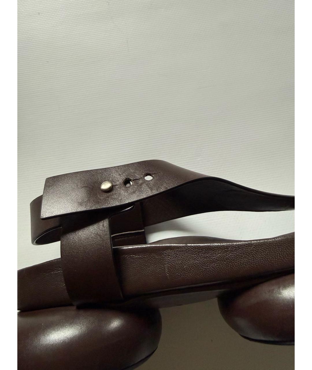 JIL SANDER Коричневые кожаные сандалии, фото 4