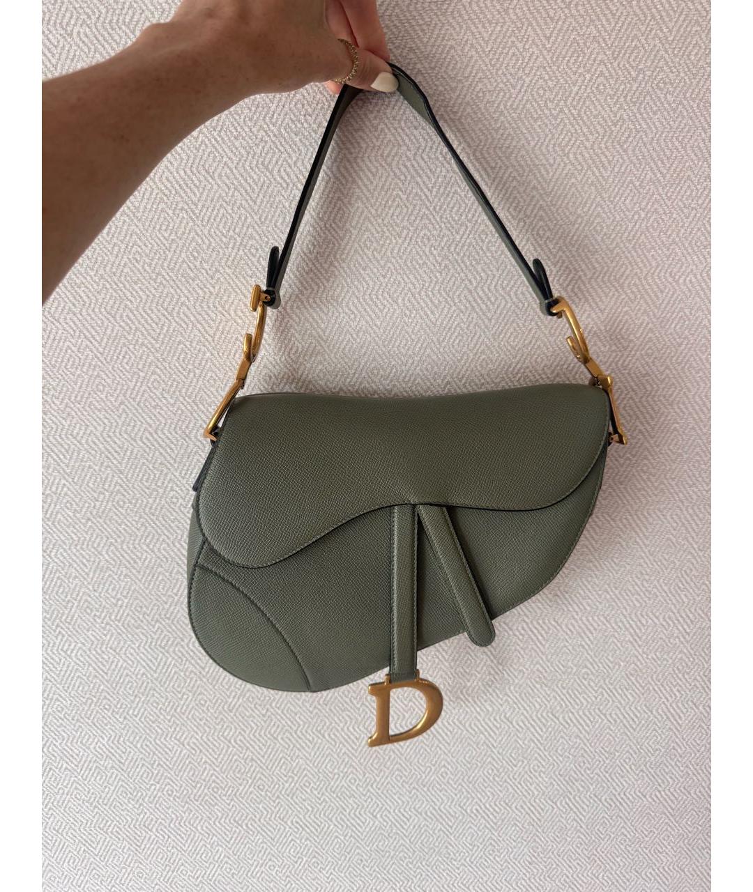 CHRISTIAN DIOR Зеленая кожаная сумка с короткими ручками, фото 5