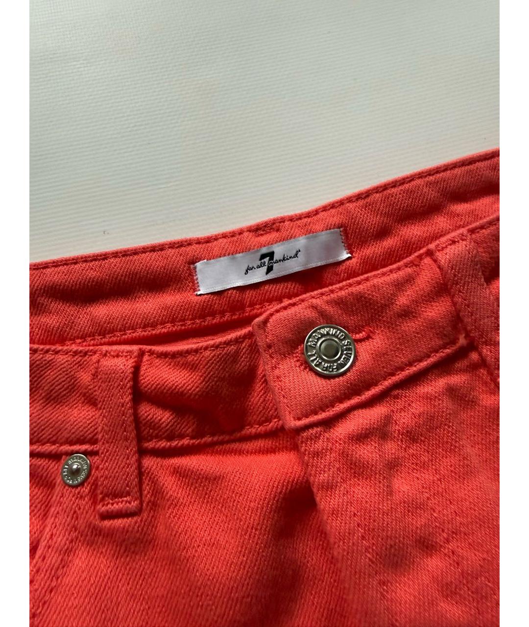 7 FOR ALL MANKIND Красные хлопко-эластановые шорты, фото 3