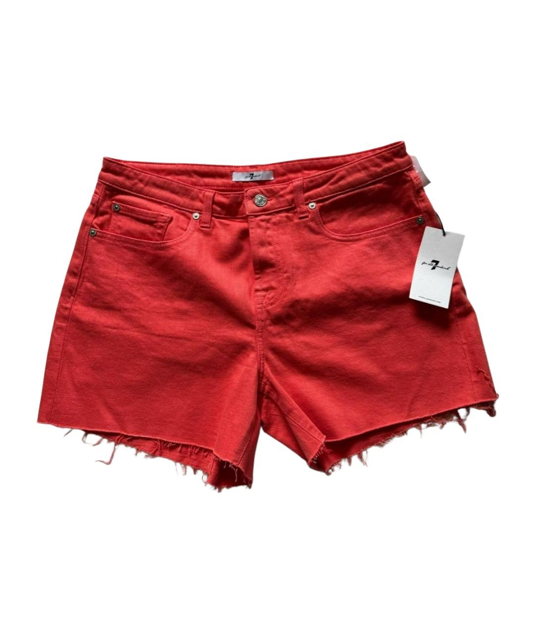 7 FOR ALL MANKIND Красные хлопко-эластановые шорты, фото 1