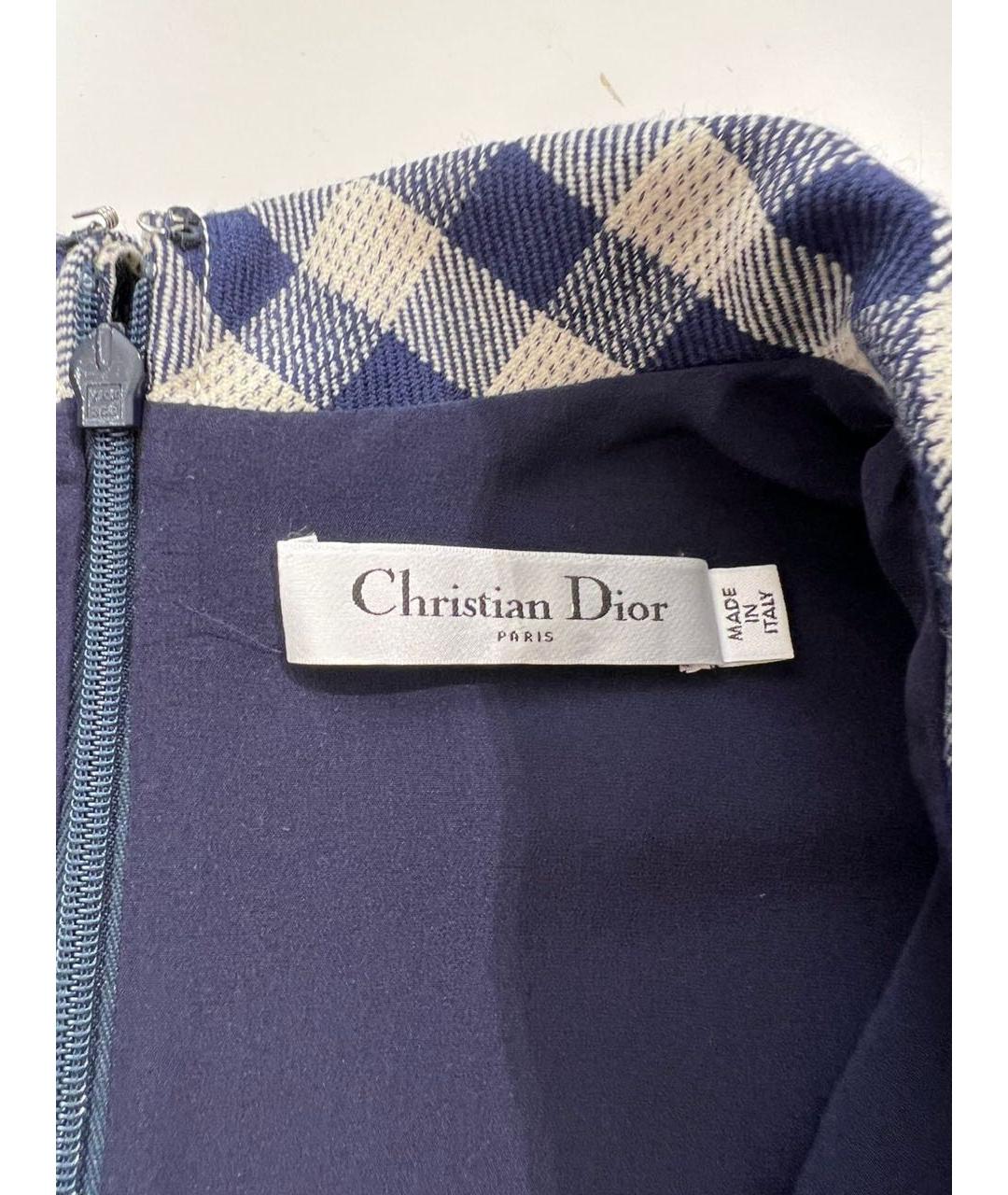 CHRISTIAN DIOR Синее шерстяное повседневное платье, фото 7