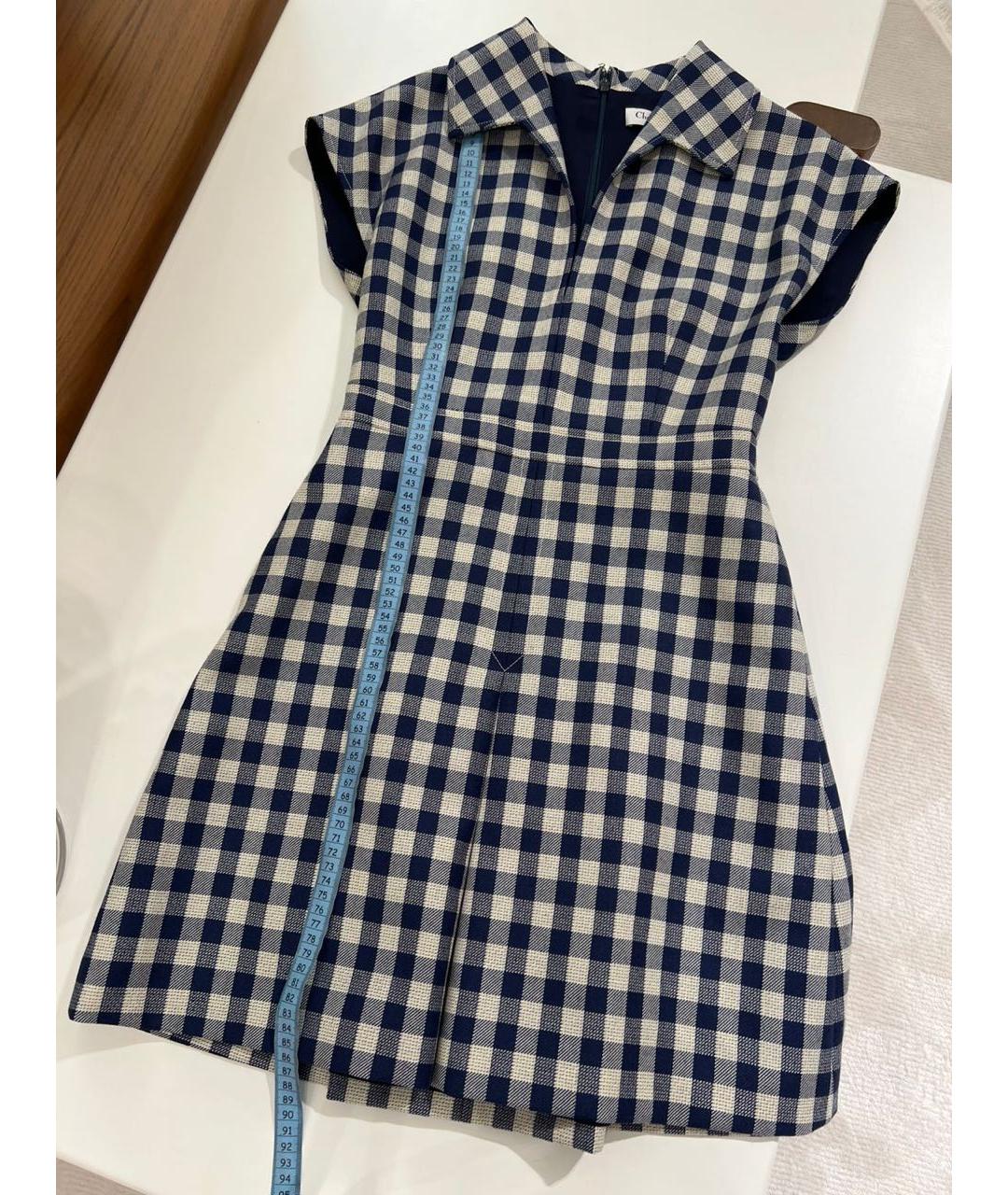 CHRISTIAN DIOR Синее шерстяное повседневное платье, фото 3