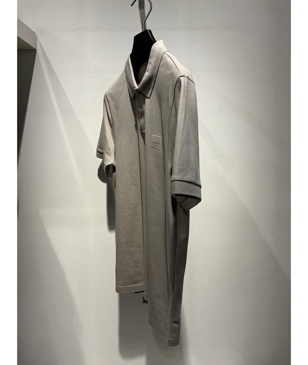 HUGO BOSS Бежевое хлопко-эластановое поло с коротким рукавом, фото 2