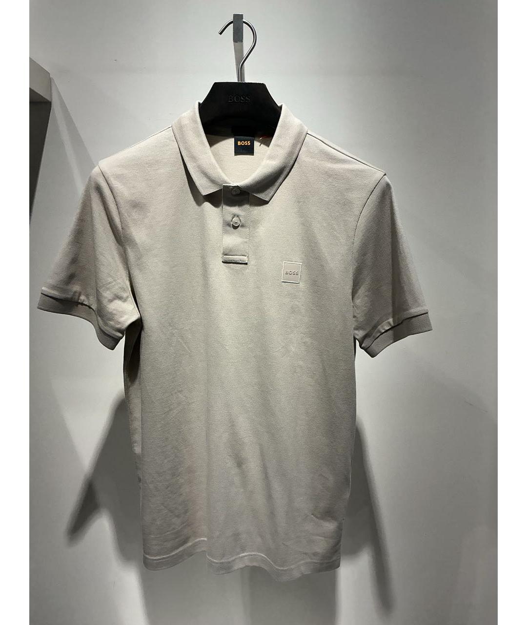 HUGO BOSS Бежевое хлопко-эластановое поло с коротким рукавом, фото 4