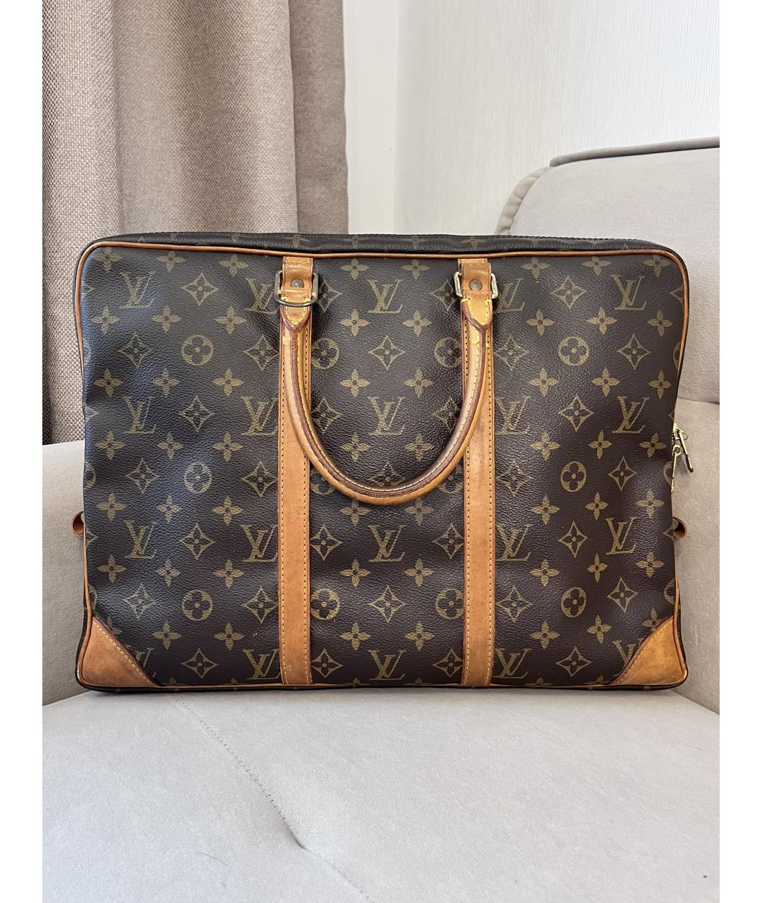 LOUIS VUITTON Коричневый портфель из канвы, фото 10