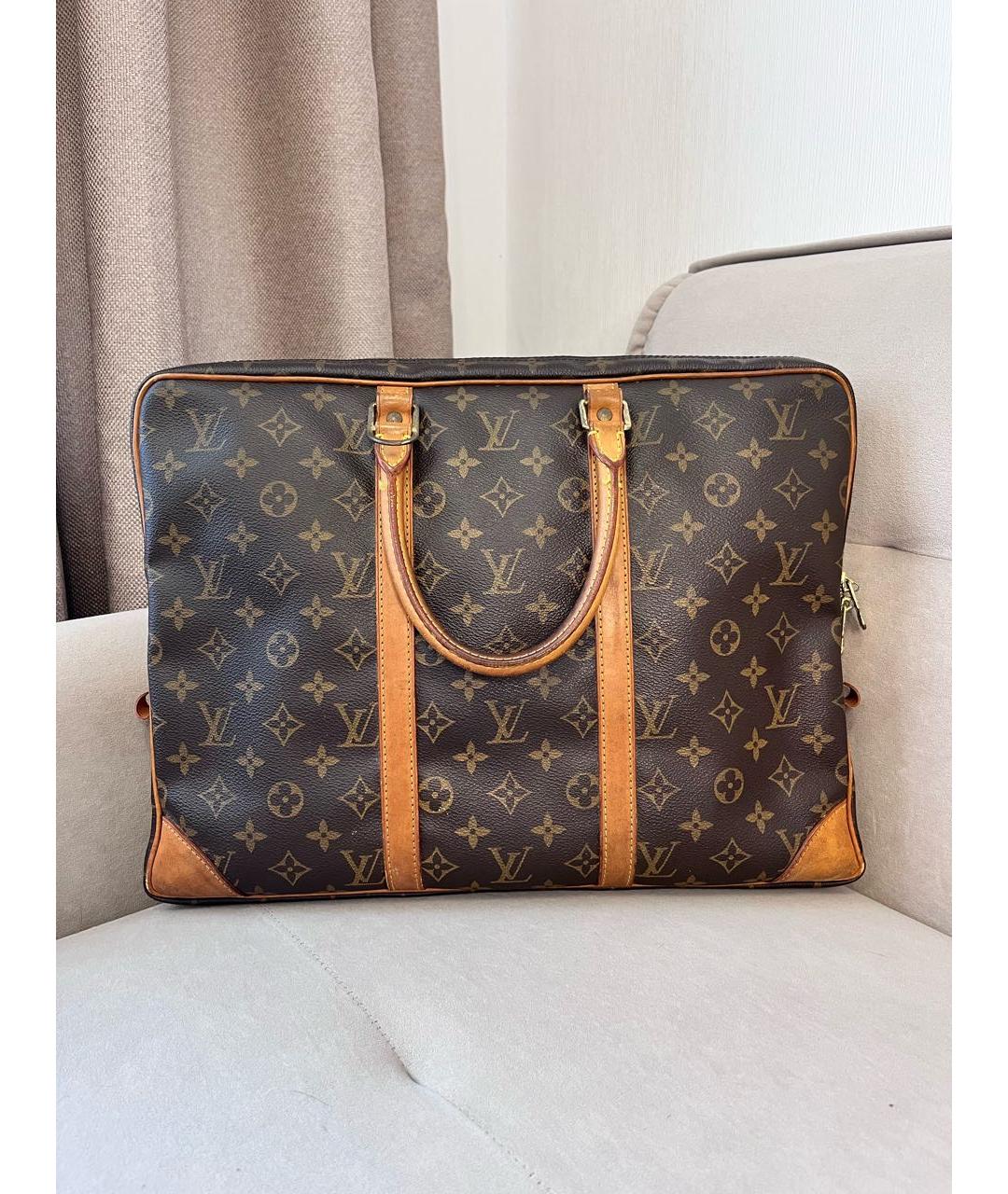 LOUIS VUITTON Коричневый портфель из канвы, фото 9