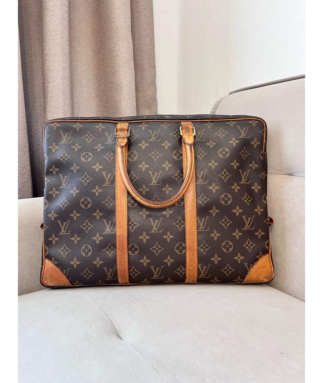 LOUIS VUITTON Коричневый портфель из канвы, фото 2