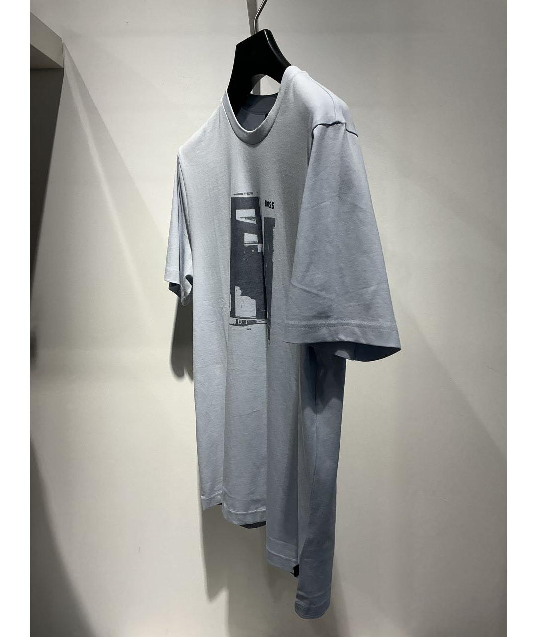 HUGO BOSS Голубая хлопковая футболка, фото 2