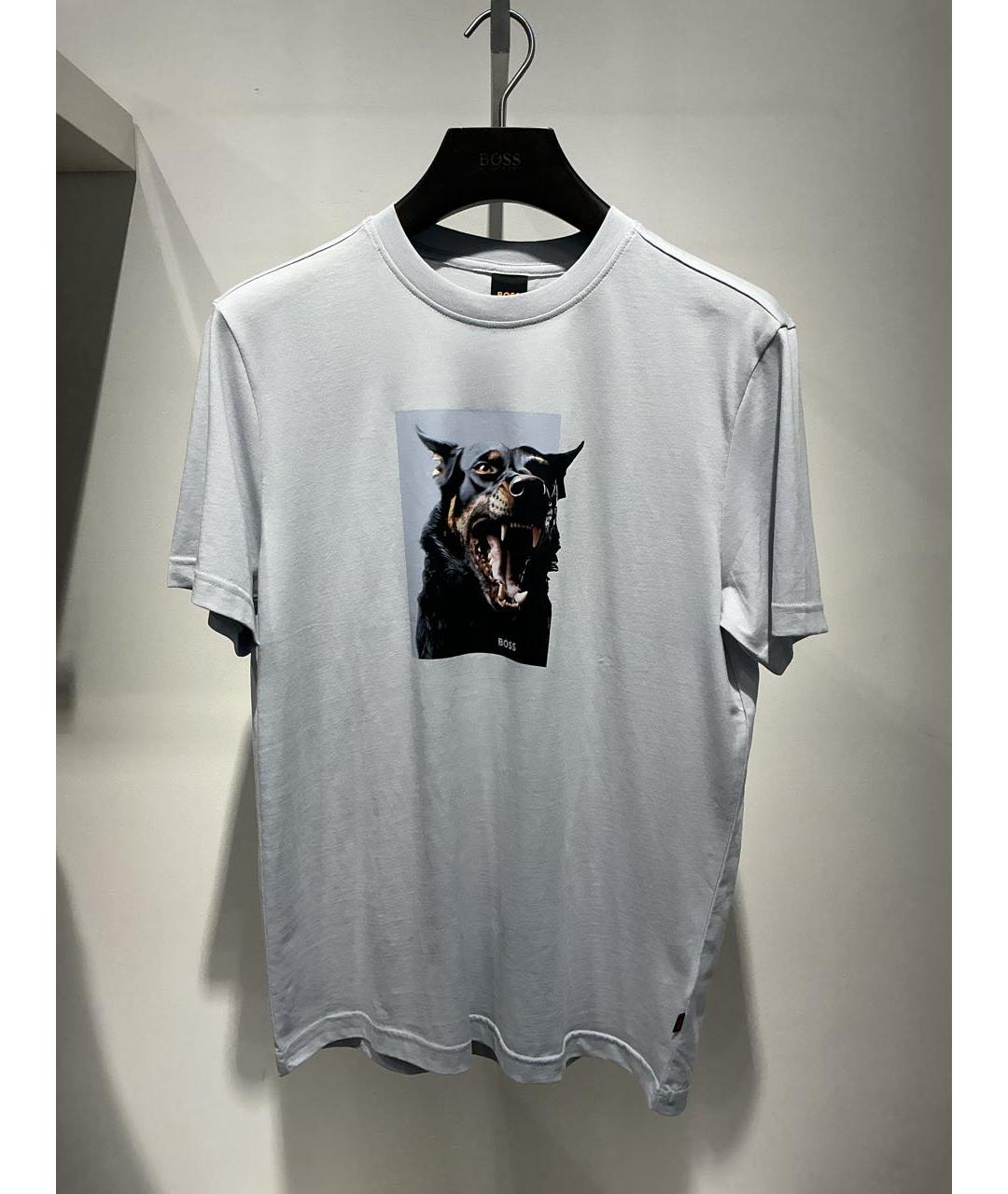 HUGO BOSS Голубая хлопковая футболка, фото 4
