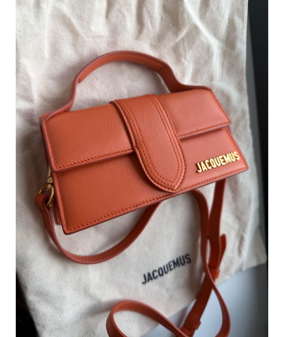 JACQUEMUS Оранжевая кожаная сумка через плечо, фото 2